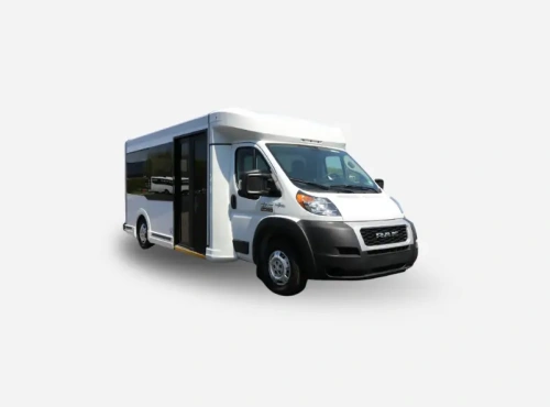 Low floor shutter bus in white