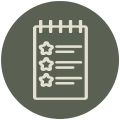 amenities with a star list note pad icon