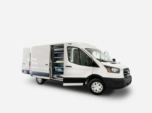 ford transit 150 in white with doors open