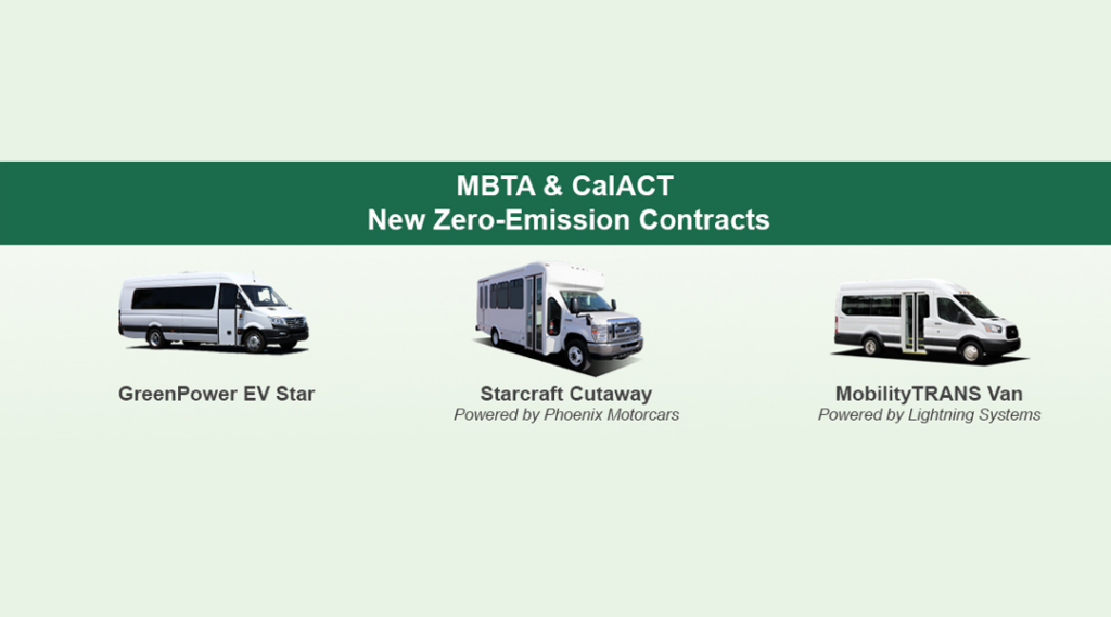 New MBTA and CalACT zero-emissions bus contracts.