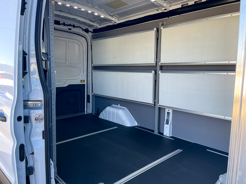 E-Transit Cargo - Folding Shelf- passenger side door open interior