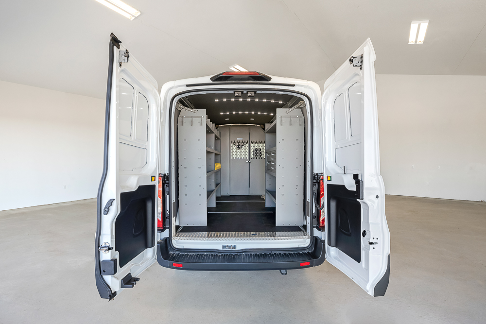 E-Transit Cargo - General Contractor rear, doors open