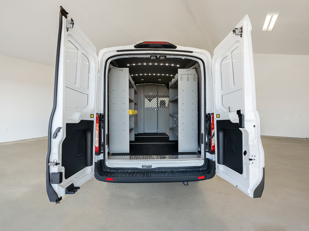 E-Transit Cargo - Plumbing rear view, doors open