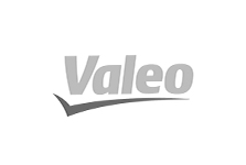 The logo for valeo featuring automotive parts on a white background.