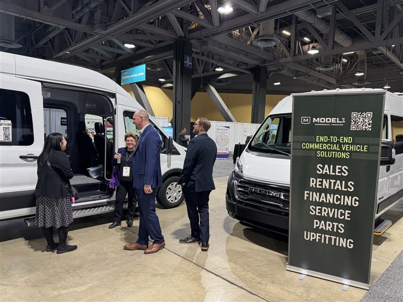 people view a ford e-transit at the CTA trade show