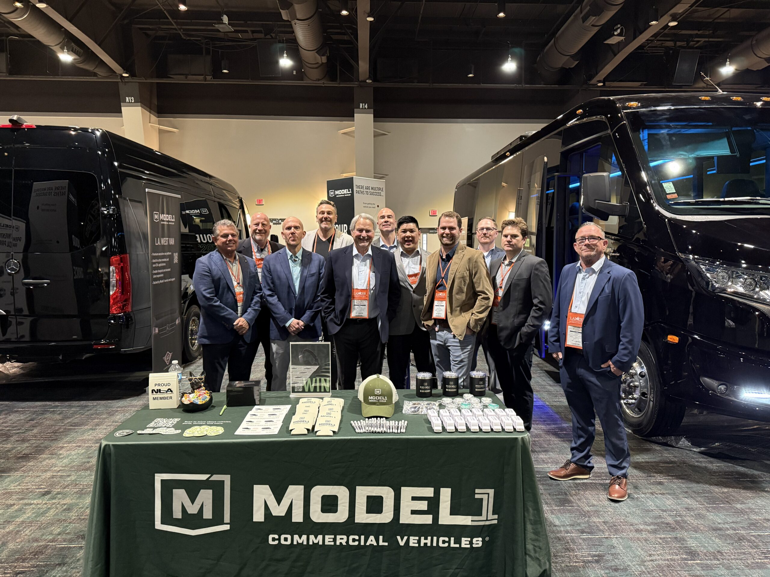 Model 1 luxury transportation vehicles including MarcoPolo and L.A. West displayed at Chauffeur Driven 2026